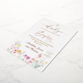 wildbloemen Baptisme bedankt voor je komst Folie Uitnodiging (Gedraaid)