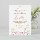 wildbloemen Baptisme bedankt voor je komst Folie Uitnodiging (Staand Voorkant)