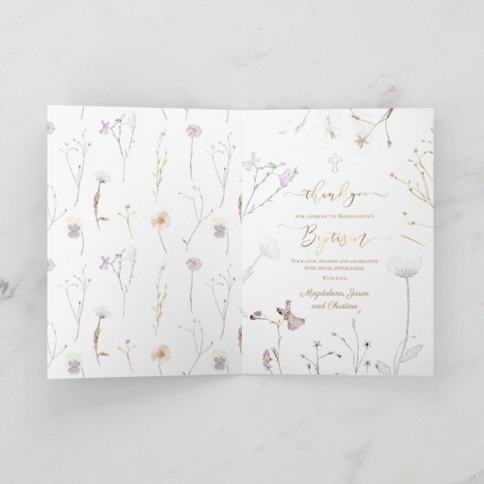 wildbloemen Baptisme bedankt voor je komst Kaart (Binnen)