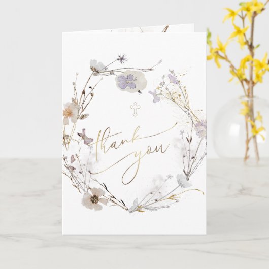 wildbloemen Baptisme bedankt voor je komst Kaart (Gele Bloem)