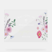 wildbloemen Baptisme welkomstteken Acryl Bord (Voorkant)