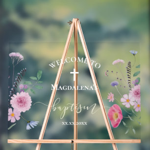 wildbloemen Baptisme welkomstteken Acryl Bord