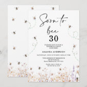 Wildbloemen Bee Binnenkort om 30 Verjaardag Kaart (Voorkant / Achterkant)