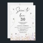 Wildbloemen Bee Binnenkort om 30 Verjaardag Kaart<br><div class="desc">Wildflower Bee Soon to Bee 30 Verjaardagsuitnodiging Leuk en modern wildflower en een thema-verjaardagsuitnodiging met een wilde bloem,  enkele bijen,  vliegpaden en een moderne kalligrafie afbeelding kop. De leeftijd is bewerkbaar waardoor deze verjaardagsuitnodiging sjabloon geschikt is voor elke leeftijd.</div>