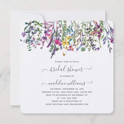 Wildbloemen Beemdal Shower Invitation Kaart (Voorkant)