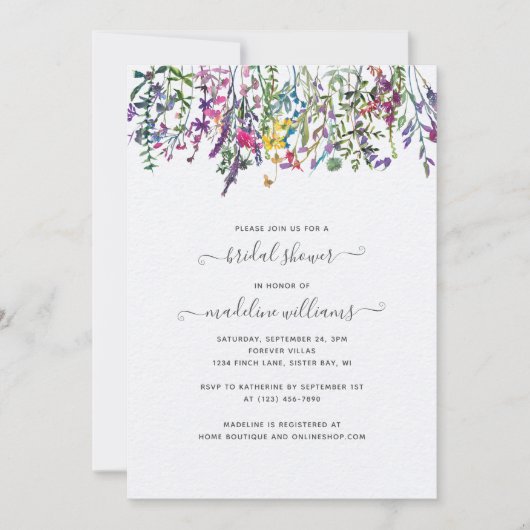 Wildbloemen Beemdal Shower Invitation Kaart (Voorkant)