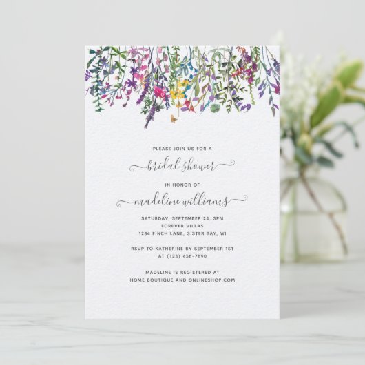 Wildbloemen Beemdal Shower Invitation Kaart (Staand voorkant)