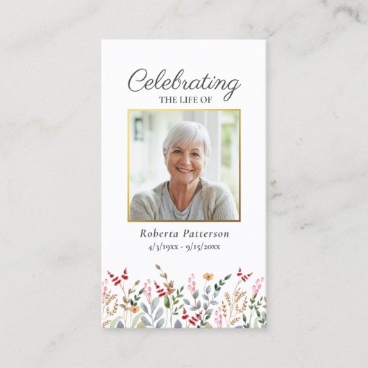  Wildbloemen Begrafenisgebed Kaart Visitekaartje (Voorkant)