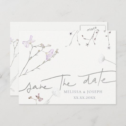 wildbloemen | behalve het briefkaart van de datuma (Voorkant / Achterkant)