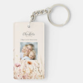 Wildbloemen beige foto monogram sleutelhanger (achterkant)
