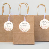 Wildbloemen beige roze baby shower ronde sticker
