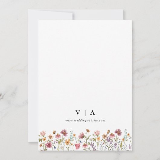 Wildbloemen Bewaar de datum met Foto Platte Kaart (Achterkant)