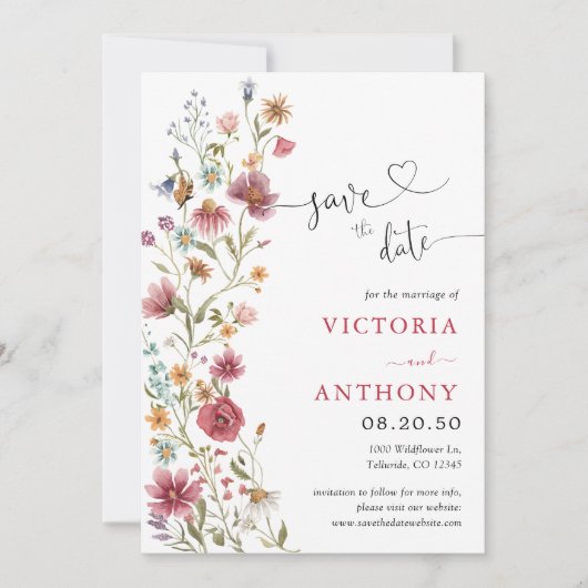 Wildbloemen Bewaar de datumkaarten Kaart (Voorkant)