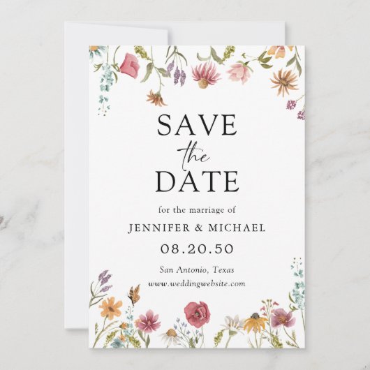 Wildbloemen Bewaar de datumkaarten Kaart (Voorkant)