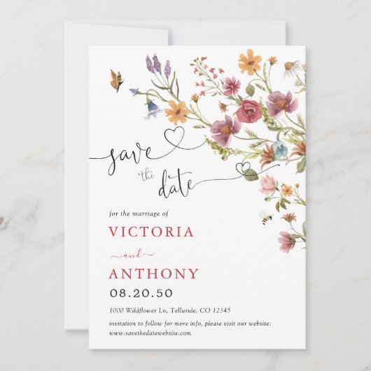 Wildbloemen Bewaar de datumkaarten Save The Date (Voorkant)