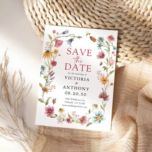 Wildbloemen Bewaar de datumkaarten Save The Date
