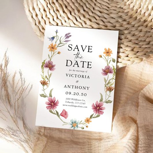 Wildbloemen Bewaar de datumkaarten Save The Date