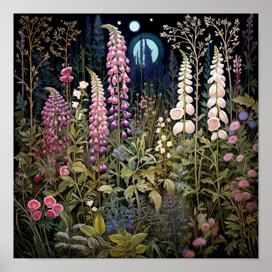 Wildbloemen bij Night Art Print (Voorkant)