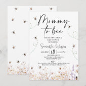 Wildbloemen Bijen Mama naar Bee Baby shower Kaart (Voorkant / Achterkant)