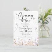 Wildbloemen Bijen Mama naar Bee Baby shower Kaart (Staand voorkant)