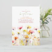 Wildbloemen bloeit elegant Boho roze doop Kaart (Staand voorkant)