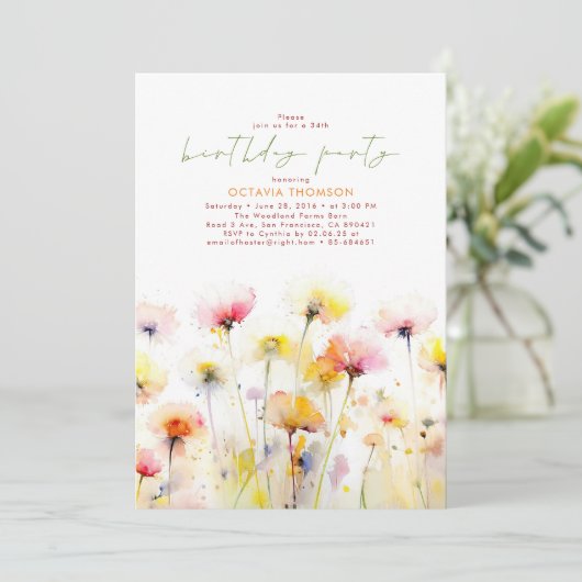 Wildbloemen bloeit elegant Boho verjaardagsfeest Kaart (Staand voorkant)