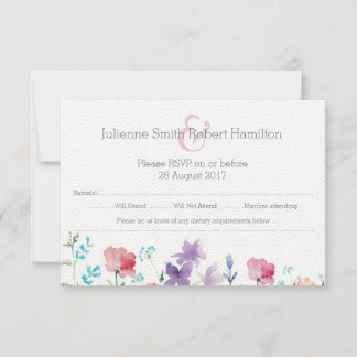 Wildbloemen Bloemen Bloemen Waterverf Bruiloft RSV RSVP Kaartje