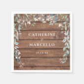 Wildbloemen Bloemen Cascade Rustiek Hout Bruiloft Servet (Voorkant)