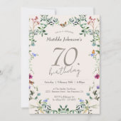Wildbloemen Bloemen Elegant 70ste Verjaardagsfeest Kaart (Voorkant)