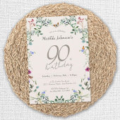 Wildbloemen Bloemen Elegant 90ste Verjaardagsfeest Kaart