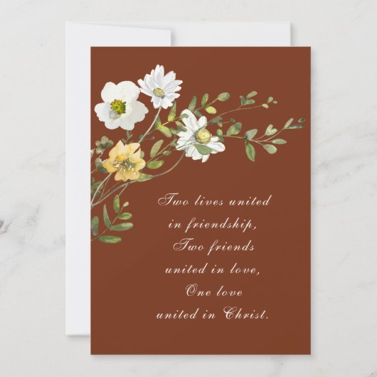 Wildbloemen Bloemen op Terracotta Christelijke bru Kaart (Achterkant)