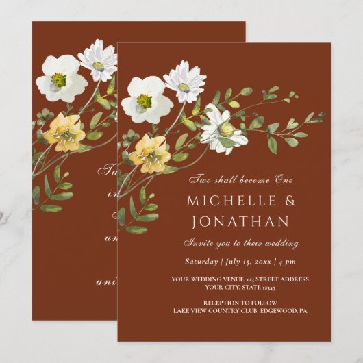 Wildbloemen Bloemen op Terracotta Christelijke bru Kaart (Voorkant / Achterkant)