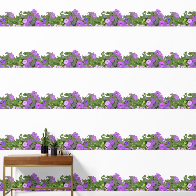 Wildbloemen Bloemen Paarse Violet Groene bladeren  Behang (Hal)
