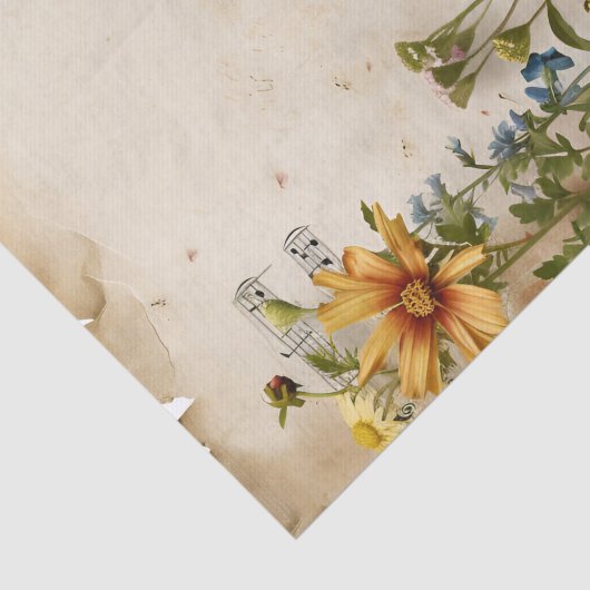 Wildbloemen bloemenblad muziek ephemera tissuepapier (Detail)