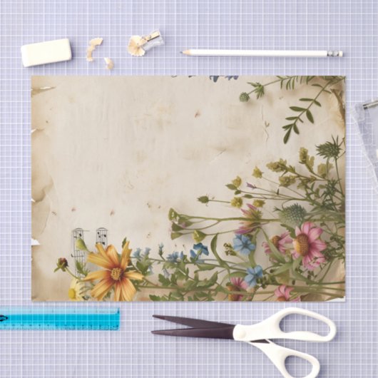 Wildbloemen bloemenblad muziek ephemera tissuepapier (Craft)