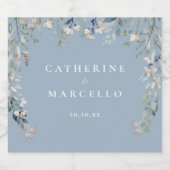 Wildbloemen Bloemencascade Stoffig Blauw Bruiloft Bier Etiket (Enkel label)