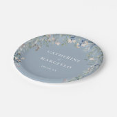 Wildbloemen Bloemencascade Stoffig Blauw Bruiloft Papieren Bordje (Gekanteld)