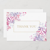 Wildbloemen bloemenelegant goud geometrisch bedankkaart (Voorkant / Achterkant)