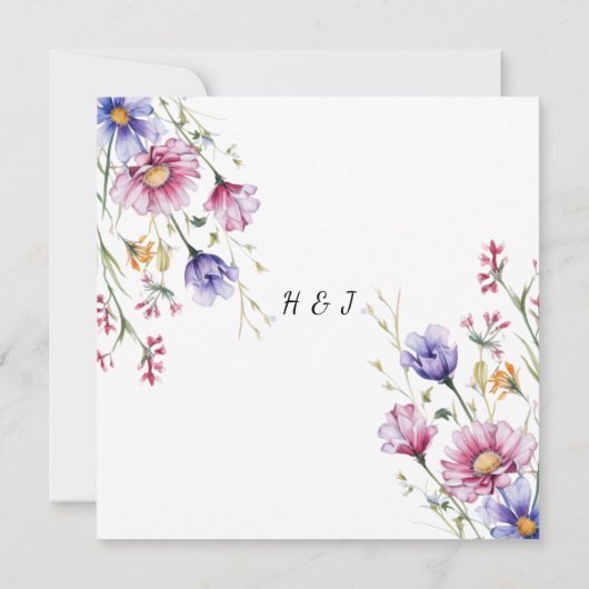 Wildbloemen bloemenelegante bruiloft bewaar de dat (Achterkant)