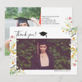 Wildbloemen boho Afstuderen Foto Bedankkaart (Voorkant / Achterkant)