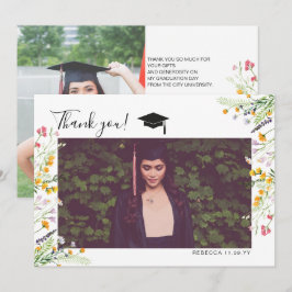 Wildbloemen boho Afstuderen Foto Bedankkaart