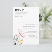 Wildbloemen Boho Black Elegant Wedding RSVP (Staand voorkant)