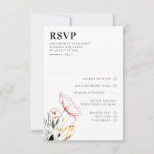Wildbloemen Boho Black Elegant Wedding RSVP Kaartje (Voorkant)
