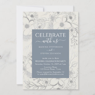 Wildbloemen Boho Dusty Blue Wedding Reception-Only Kaart