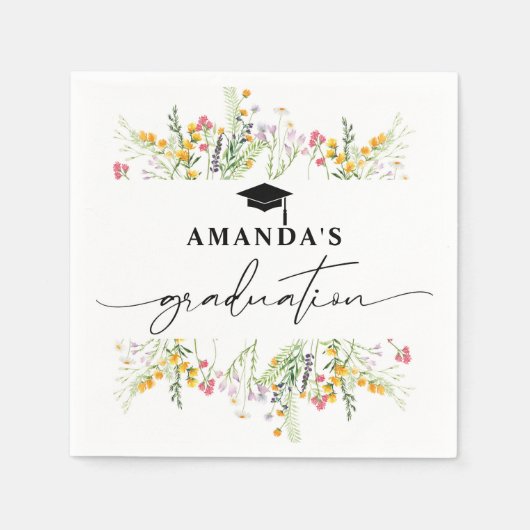 Wildbloemen Boho Graduation Party paper inapkins Servet (Voorkant)