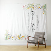 Wildbloemen boho WEDDING Backdrop Fotocabine Wandkleed (In Situ (horizontaal))