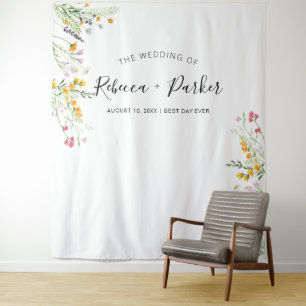 Wildbloemen boho WEDDING Backdrop Fotocabine Wandkleed