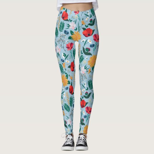  Wildbloemen Botanisch Blauw Leggings (Voorkant)