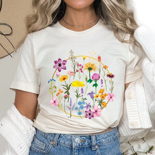 Wildbloemen Botanische geperste bloemen T-shirt