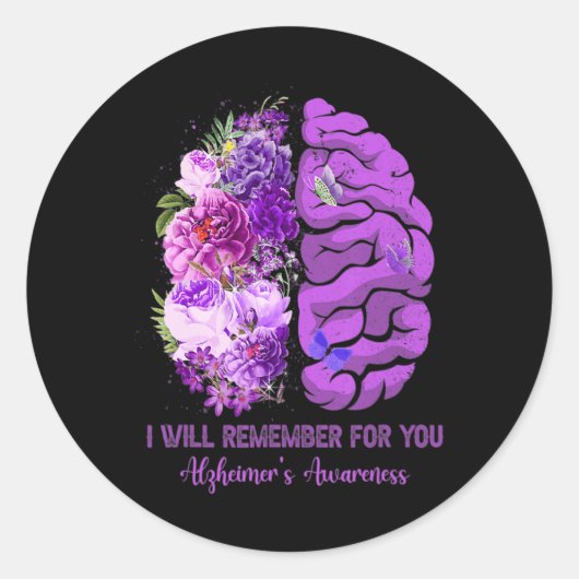 Wildbloemen brein onthouden voor u Alzheimer Aware Ronde Sticker (Voorkant)